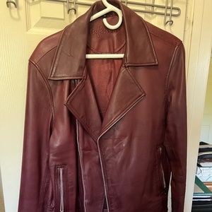 Red Burgundy supple goat skin leather Jacket. unisex Size large